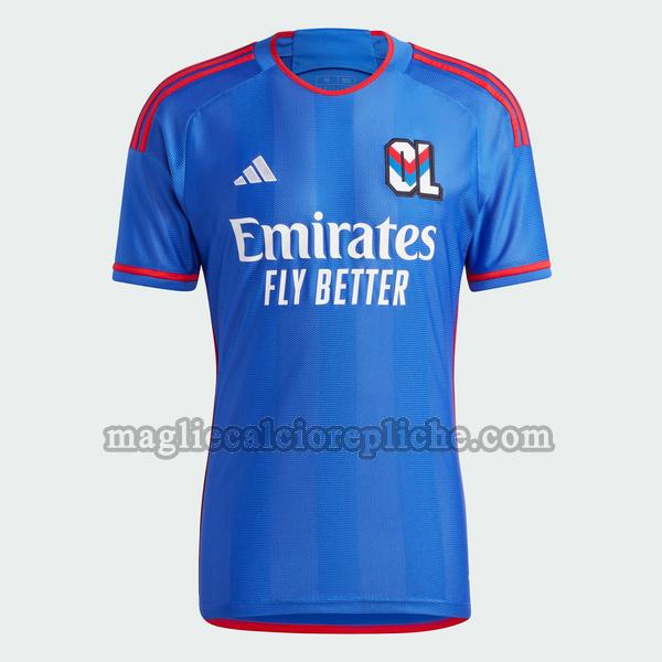 seconda maglie calcio olympique lyon 2023 2024 thailandia blu