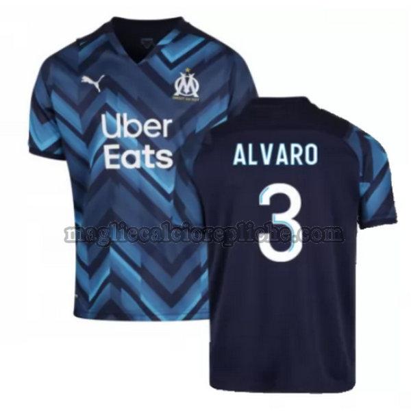 seconda maglie calcio olympique marsiglia 2021 2022 alvaro 3 blu