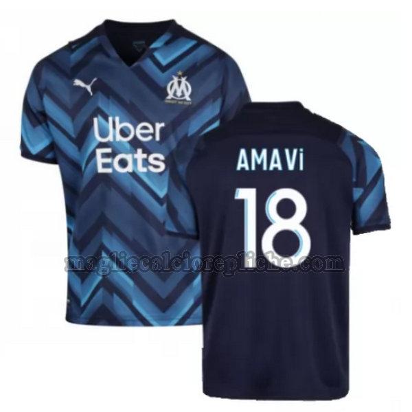 seconda maglie calcio olympique marsiglia 2021 2022 amavi 18 blu