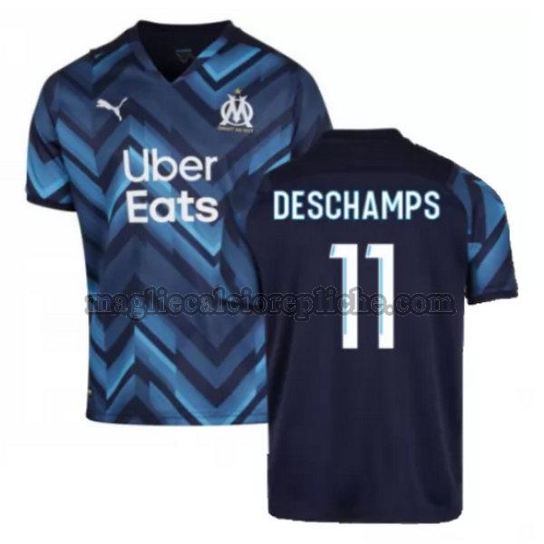 seconda maglie calcio olympique marsiglia 2021 2022 deschamps 11 blu