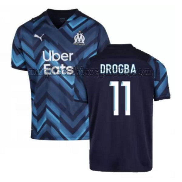 seconda maglie calcio olympique marsiglia 2021 2022 drogba 11 blu