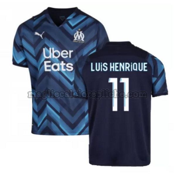 seconda maglie calcio olympique marsiglia 2021 2022 luis henrique 11 blu