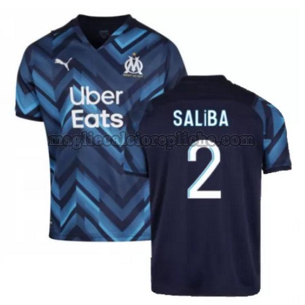 seconda maglie calcio olympique marsiglia 2021 2022 saliba 2 blu