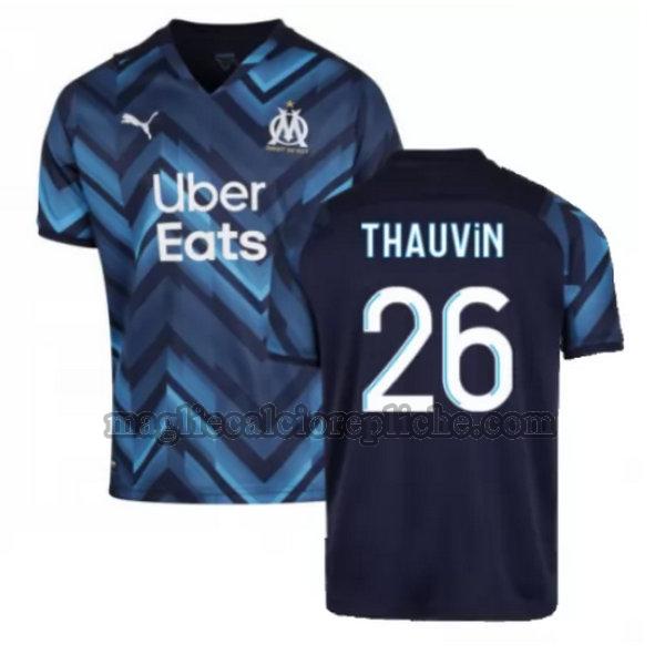 seconda maglie calcio olympique marsiglia 2021 2022 thauvin 26 blu