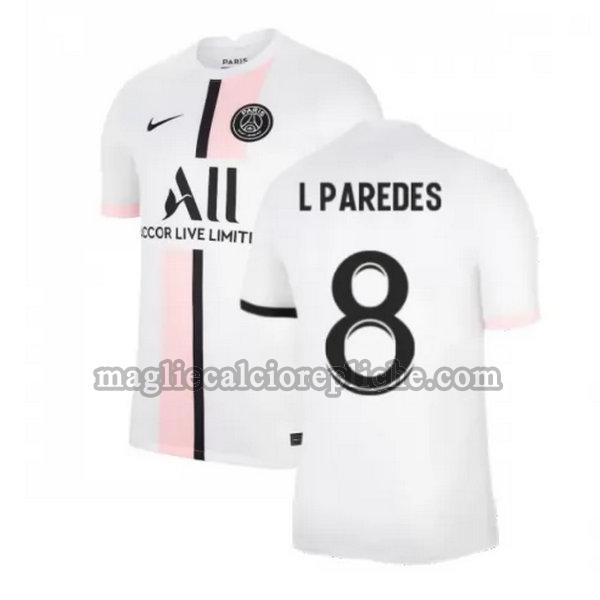 seconda maglie calcio psg 2021 2022 l paredes 8 bianco