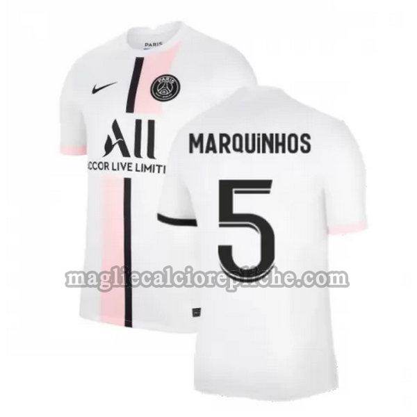 seconda maglie calcio psg 2021 2022 marquinhos 5 bianco