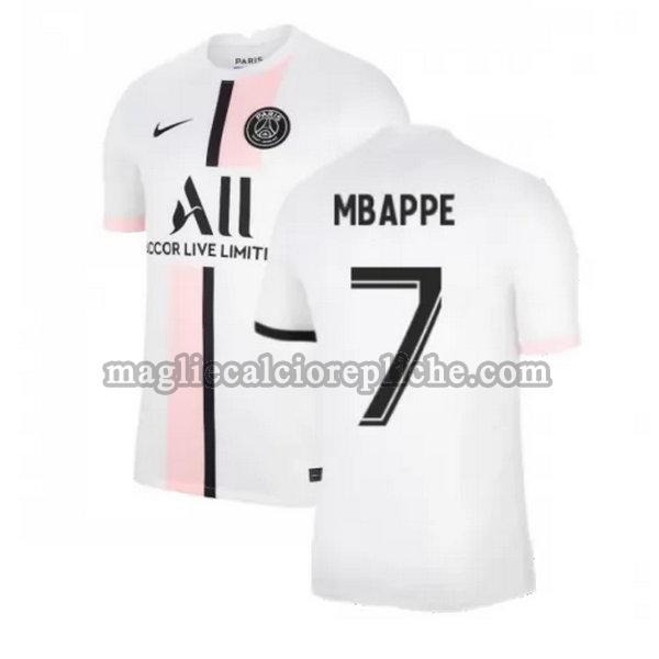 seconda maglie calcio psg 2021 2022 mbappe 7 bianco