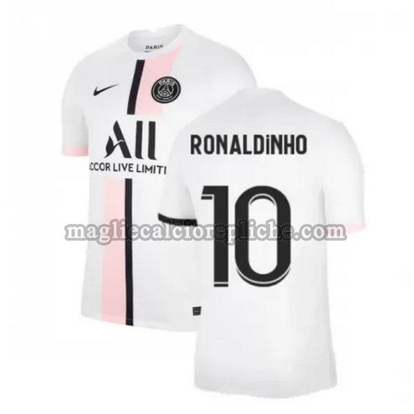 seconda maglie calcio psg 2021 2022 ronaldinho 10 bianco