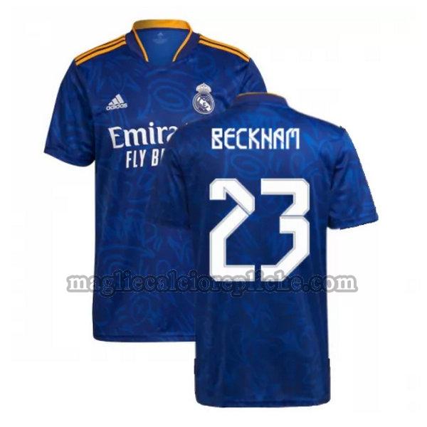 seconda maglie calcio real madrid 2021 2022 beckham 23 blu