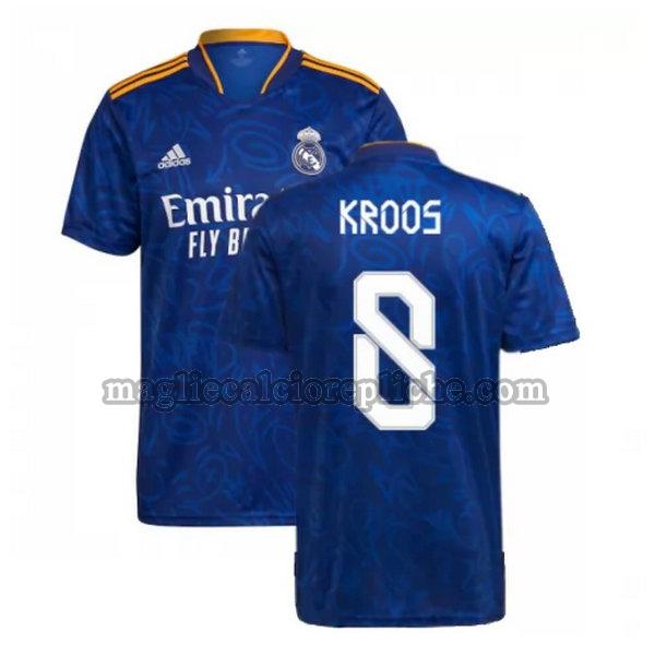 seconda maglie calcio real madrid 2021 2022 kroos 8 blu