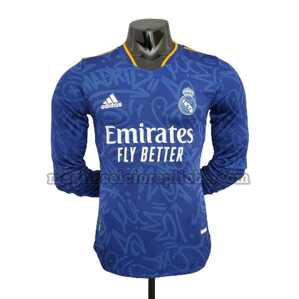 seconda maglie calcio real madrid 2021 2022 player manica lunga blu