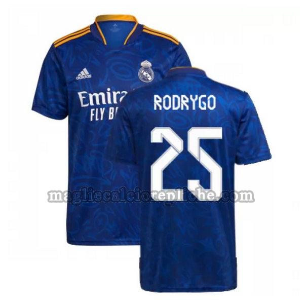 seconda maglie calcio real madrid 2021 2022 rodrygo 25 blu