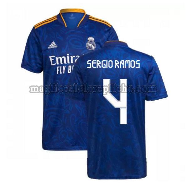 seconda maglie calcio real madrid 2021 2022 sergio ramos 4 blu