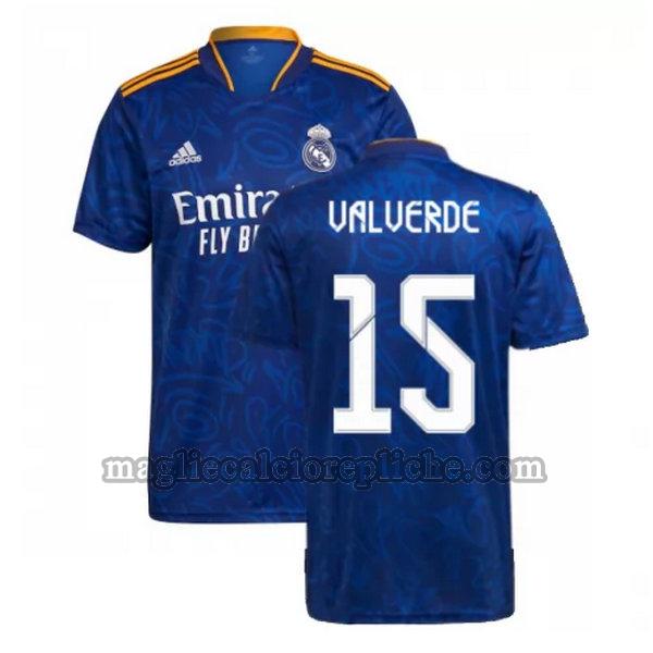 seconda maglie calcio real madrid 2021 2022 valverde 15 blu