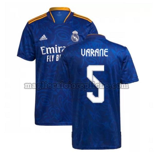 seconda maglie calcio real madrid 2021 2022 varane 5 blu