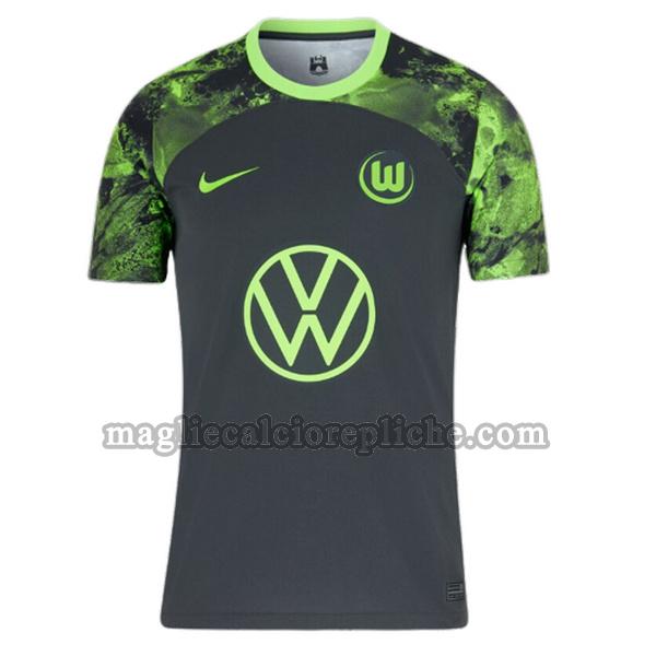 seconda maglie calcio vfl wolfsburg 2023 2024 thailandia nero