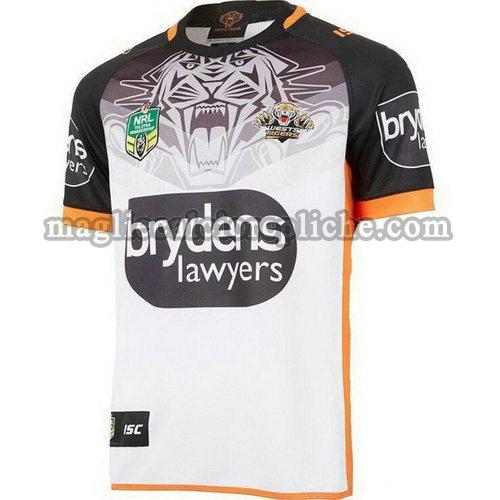 seconda maglie rugby calcio wests tigers 2018 bianco