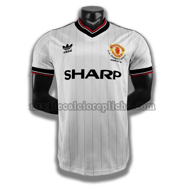 seconda player maglie calcio manchester united 1983 bianco