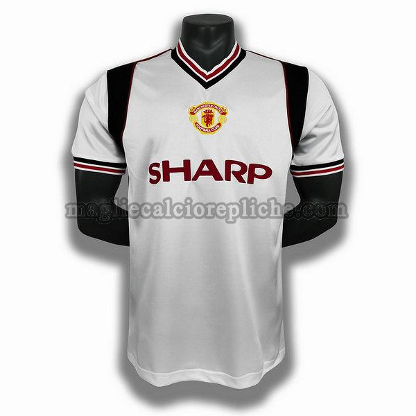 seconda player maglie calcio manchester united 1985 bianco