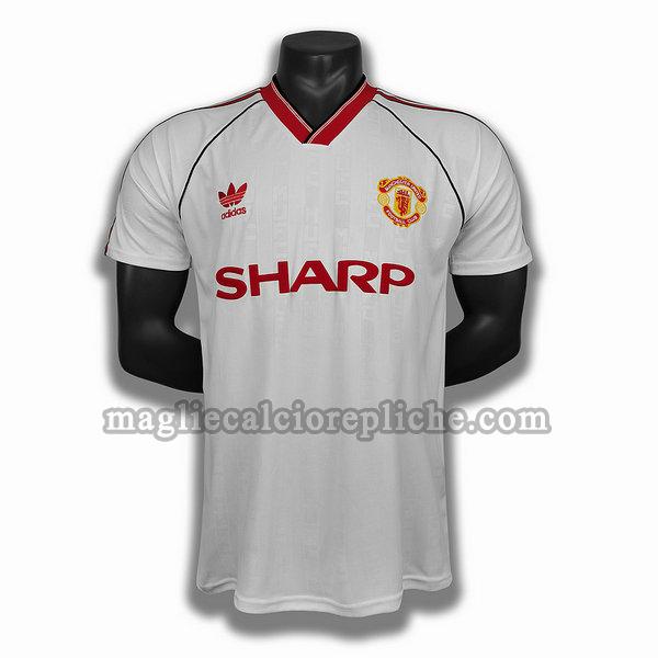 seconda player maglie calcio manchester united 1988 bianco