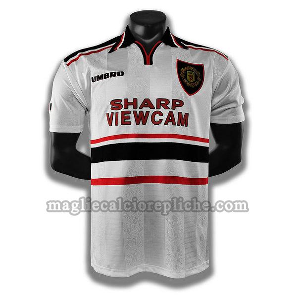 seconda player maglie calcio manchester united 1999 bianco