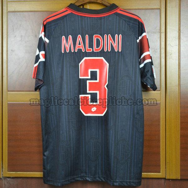 terza maglie calcio ac milan 1997-1998 maldini 3 nero