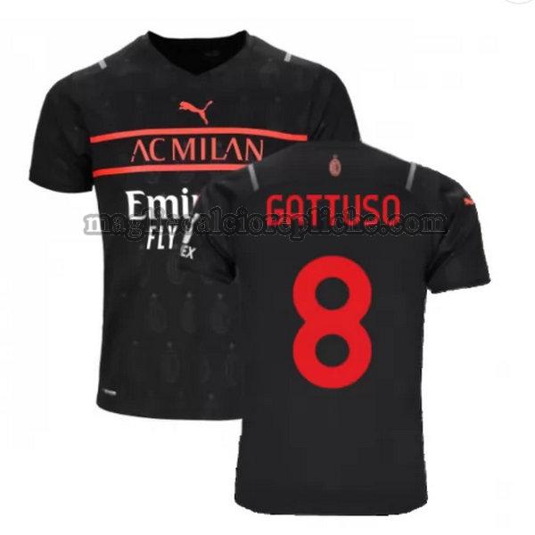 terza maglie calcio ac milan 2021 2022 gattuso 8 nero