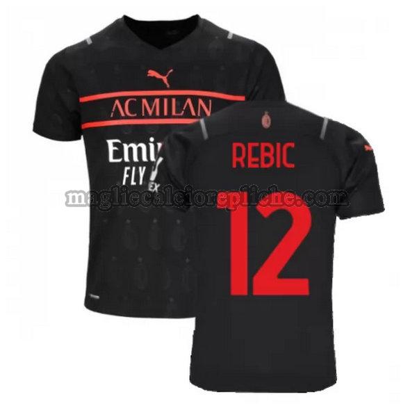 terza maglie calcio ac milan 2021 2022 rebic 12 nero