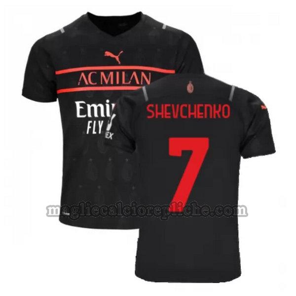 terza maglie calcio ac milan 2021 2022 shevchenko 7 nero