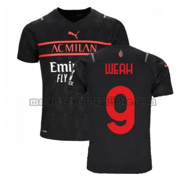 terza maglie calcio ac milan 2021 2022 weah 9 nero