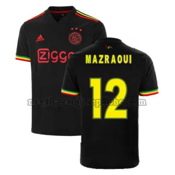 terza maglie calcio ajax 2021 2022 mazraoui 12 nero