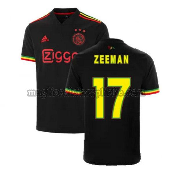 terza maglie calcio ajax 2021 2022 zeeman 17 nero