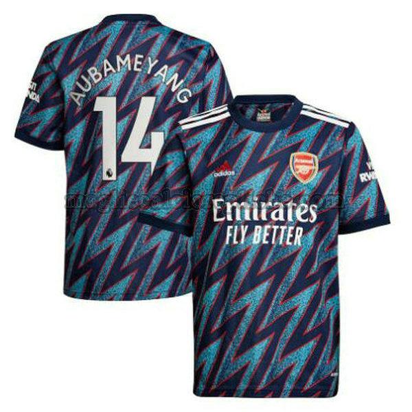 terza maglie calcio arsenal 2021 2022 aubameyang 14 blu