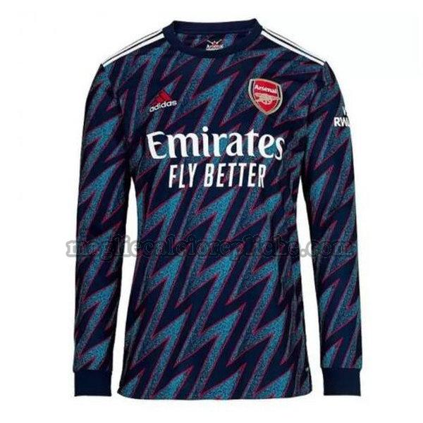 terza maglie calcio arsenal 2021 2022 manica lunga blu