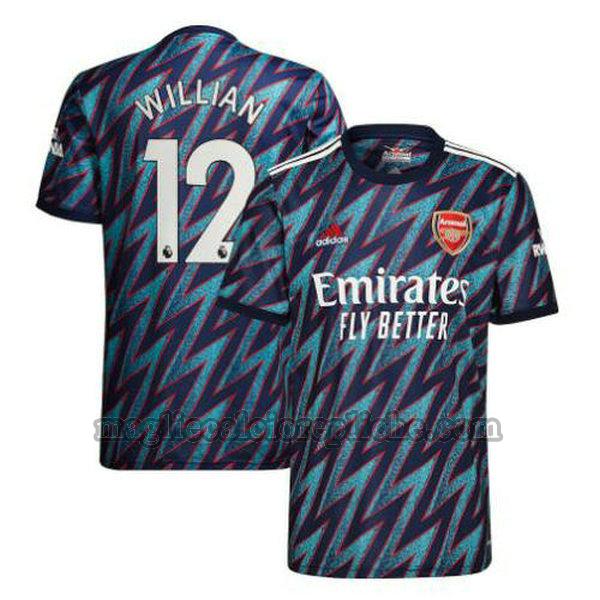 terza maglie calcio arsenal 2021 2022 willian 12 blu