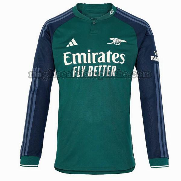 terza maglie calcio arsenal 2023 2024 manica lunga verde