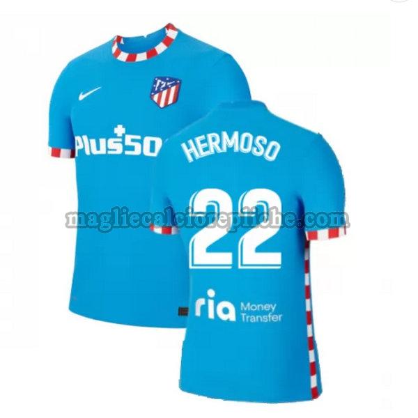 terza maglie calcio atlético madrid 2021 2022 hermoso 22 blu