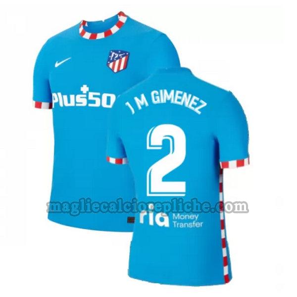 terza maglie calcio atlético madrid 2021 2022 j m gimenez 2 blu