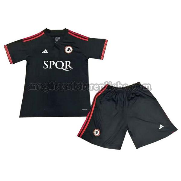 terza maglie calcio bambino as roma 2023 2024 nero