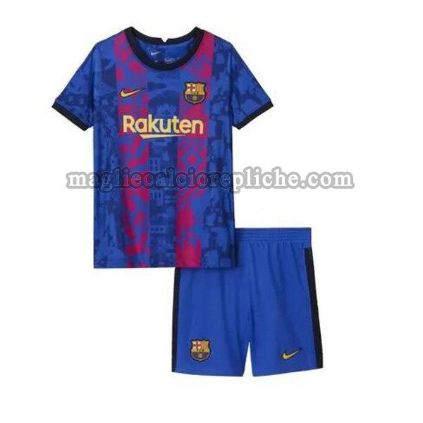 terza maglie calcio bambino barcellona 2021 2022 blu rosso