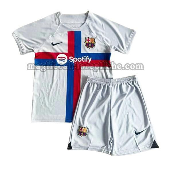 terza maglie calcio bambino barcellona 2022 2023 bianco