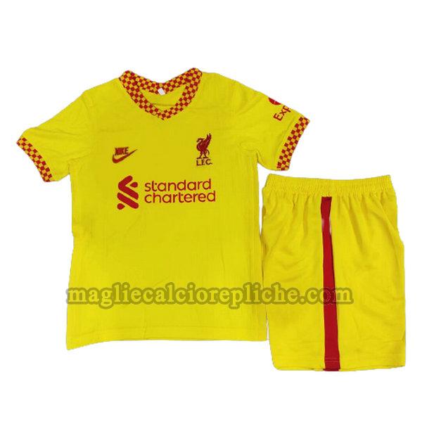 terza maglie calcio bambino liverpool 2021 2022 giallo