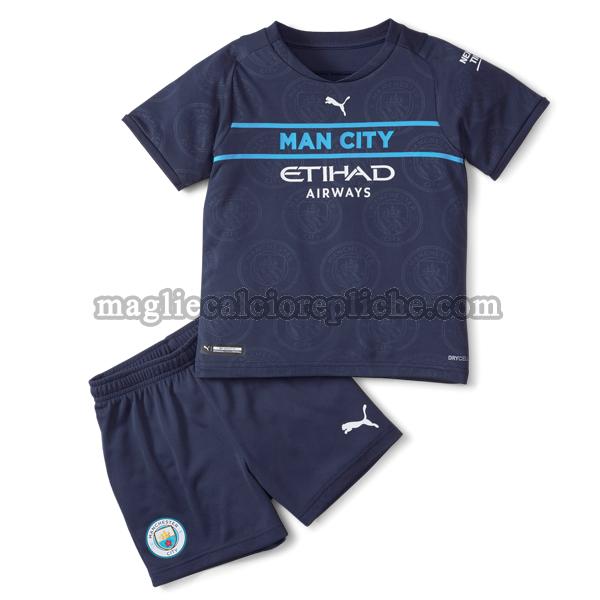 terza maglie calcio bambino manchester city 2021 2022 blu