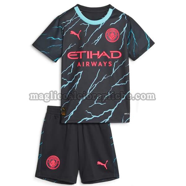 terza maglie calcio bambino manchester city 2023 2024 nero