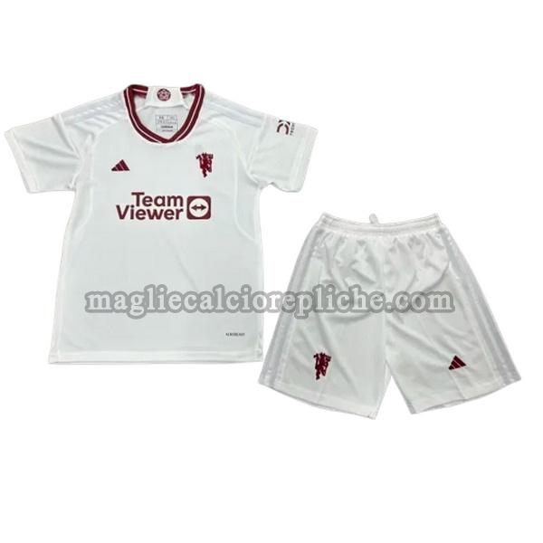 terza maglie calcio bambino manchester united 2023 2024 bianco