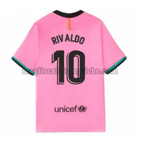 terza maglie calcio barcellona 2020-2021 rivaldo 10 rosa