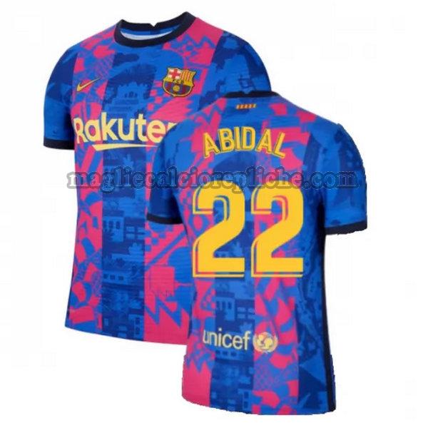 terza maglie calcio barcellona 2021 2022 abidal 22 blu rosso