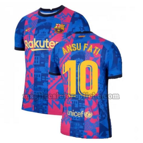 terza maglie calcio barcellona 2021 2022 ansu fati 10 blu rosso