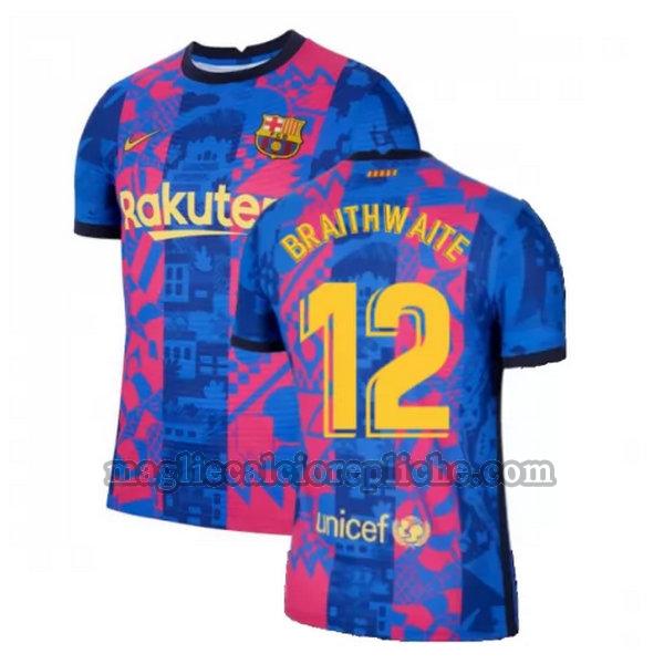 terza maglie calcio barcellona 2021 2022 braithwaite 12 blu rosso