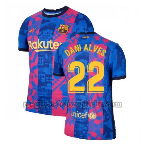 terza maglie calcio barcellona 2021 2022 dani alves 22 blu rosso